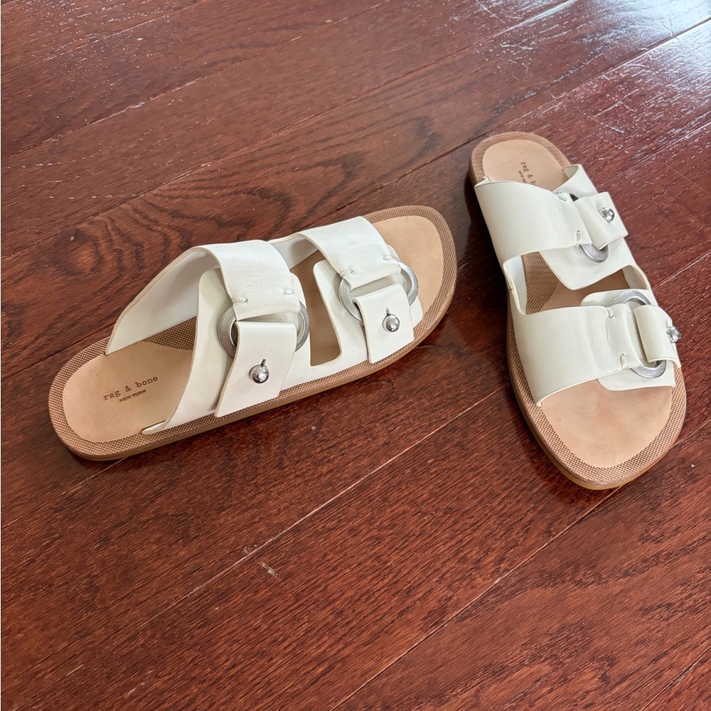 Rag & Bone Slide Avost Sandals Size 38.5 Antique White leather - Picture 2 of 16